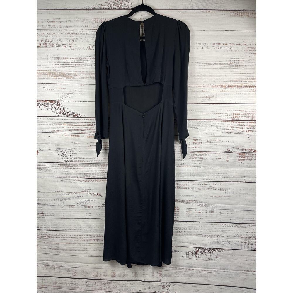 LBLC The Label Dress Women's Small Black Cutout Back Puff Sleeve Maxi Side Slit - Picture 11 of 14